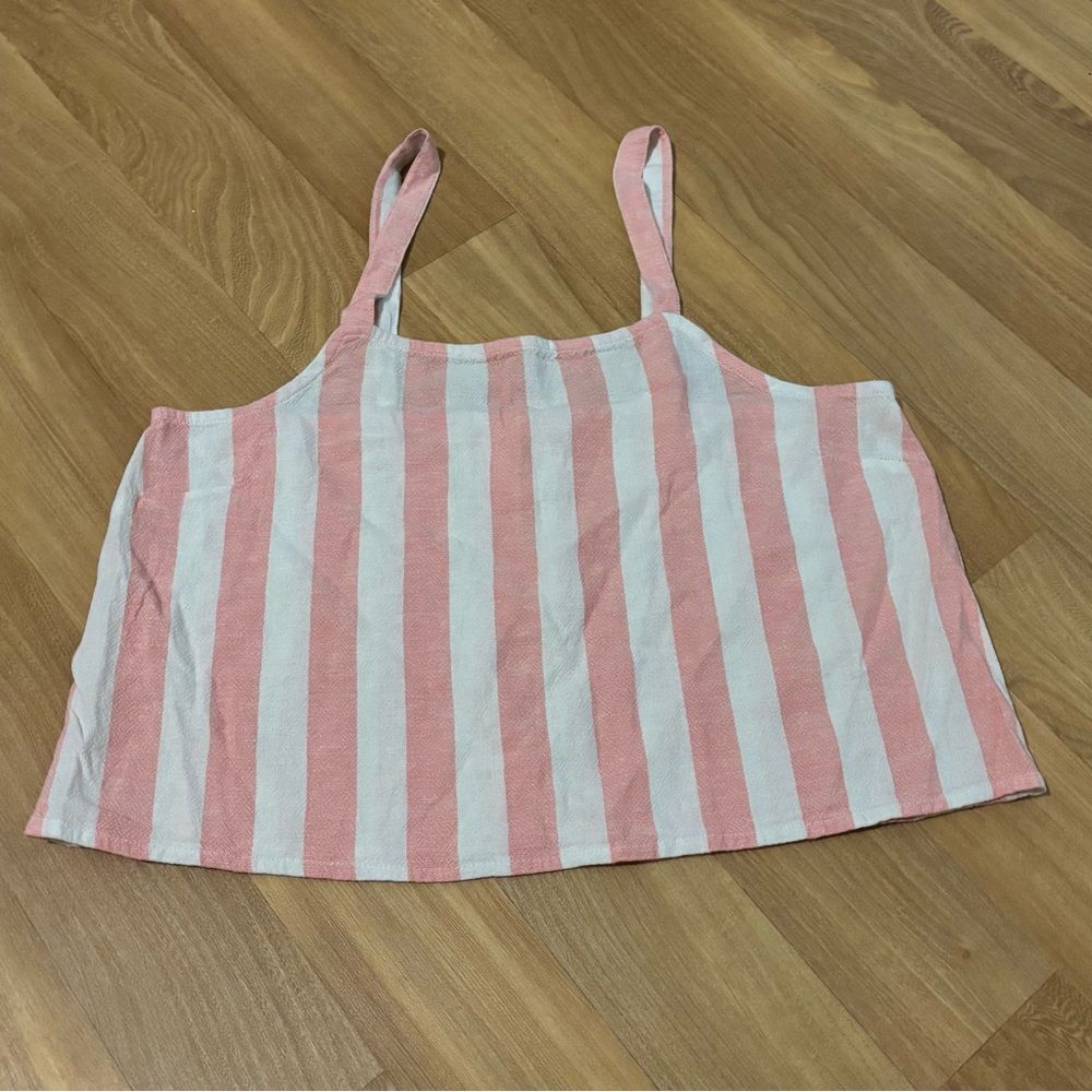 Abound‎ Cropped Linen Blend Striped Tank Top Small